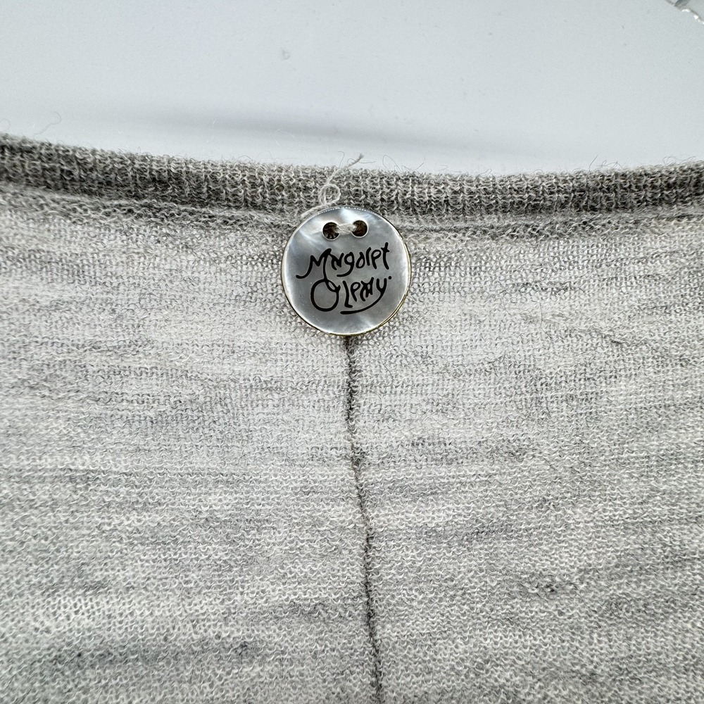 Margaret O'Leary Sweater Womens Medium Gray‎ Cashmere Scoop Neck Ribbed Sleeve - Picture 4 of 9